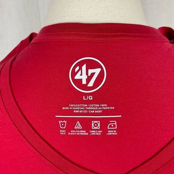 Atlanta Falcons Ladies T-Shirt Red V-Neck Tee 47’ Brand NFL Football Sz Lg New - Picture 4 of 5